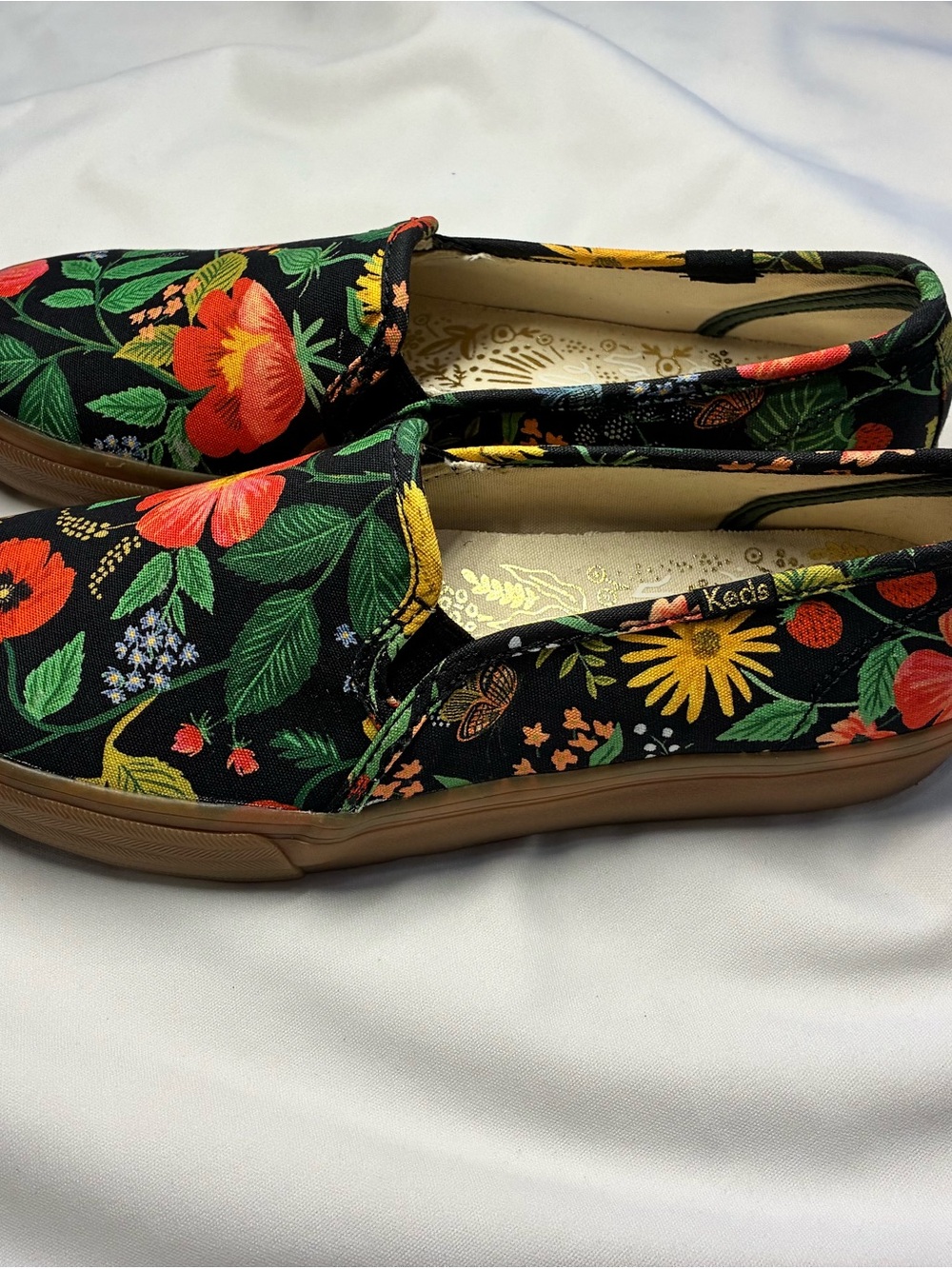 Keds Black Floral Slip-On Sneakers